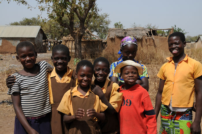 Some school children taking a midday break