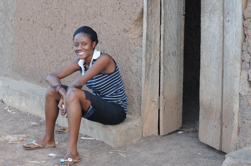 Betty, our cook and teaching English in Gbintiri